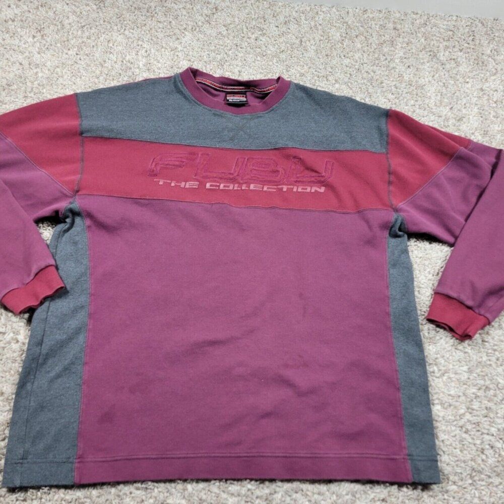 Fubu Sweatshirt Mens XL Burgundy Embroidered Crewneck  Hip Hop Retro Marks*
